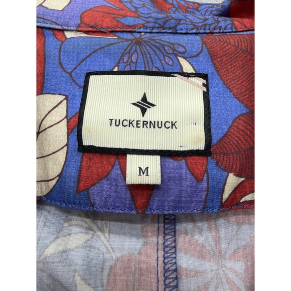 Tuckernuck Blouse Womens M Red Blue Floral Peplum Long Sleeve Cotton Top - Picture 7 of 15